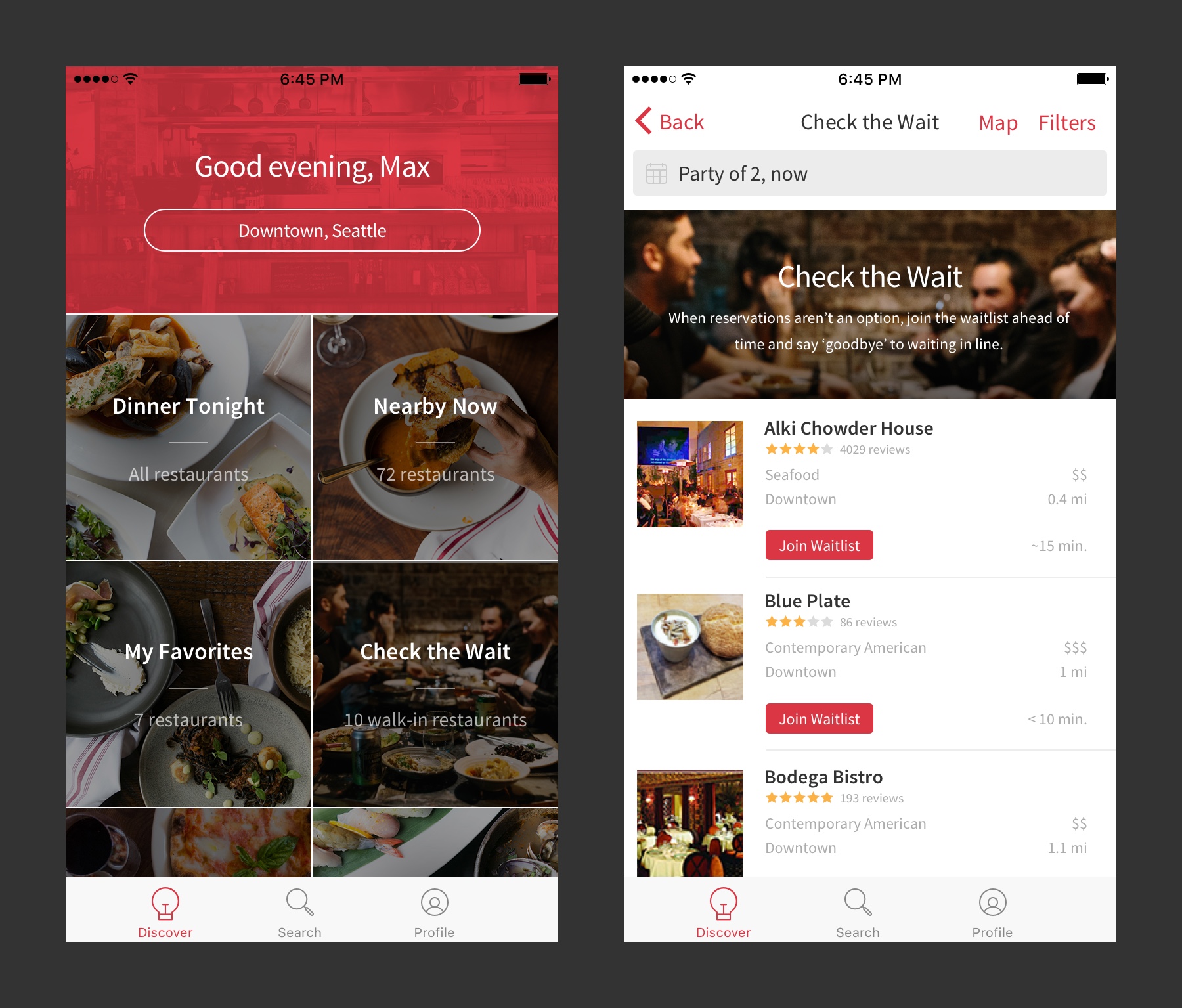 OpenTable waitlist collection on iOS